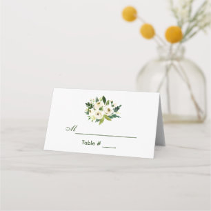 Cartão De Mesa Casamento Verde Floral de Watercolor