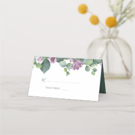 Cartão De Mesa Casamento Verde Roxo Eucalyptus Floral Greenery