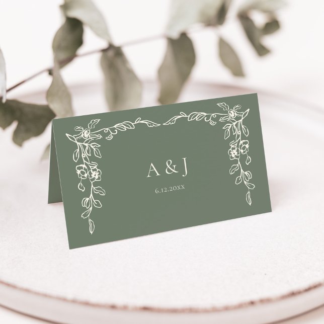 Cartão De Mesa Casamento Verde Salvia Vintage  (Criador carregado)