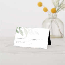 Cartão De Mesa Casamento Verde Simples Branco Negro Elegante