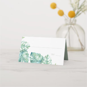 Cartão De Mesa Casamento Verde Tropical Watercolor
