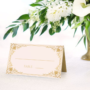 Cartão De Mesa Casamento Vintage Rosa Dourado Falso Antigo Orname