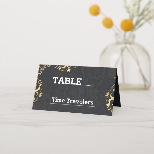 Cartão De Mesa Casamento Vintage Steampunk Extravaganza (Frente)