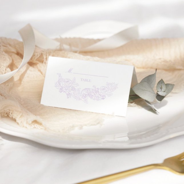 Cartão De Mesa Casamento Vitoriano Roxo Elegante (Criador carregado)
