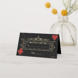 Cartão De Mesa CasinoGold Black Art Deco Roaring 20s Wedding