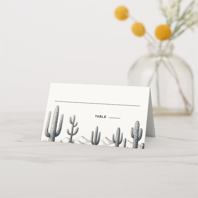 Cartão De Mesa Casual Cactus Wedding (Frente)