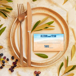 Cartão De Mesa Casual Watercolor Beach Wedding