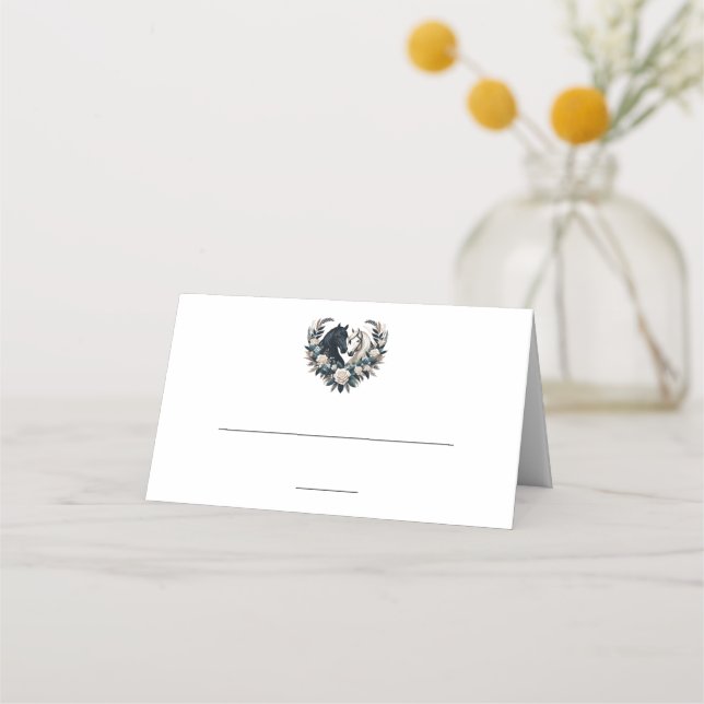 Cartão De Mesa Cavalos de Casamento no Amor (Verso)