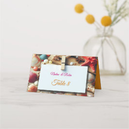 Cartão De Mesa Celebrações de Casamento à beira-mar na praia