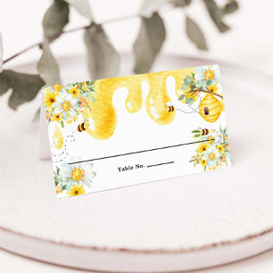 Cartão De Mesa Chá de Bebê Festa de Aniversário Floral Amarela Ab
