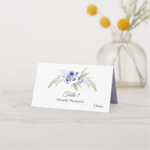 Cartão De Mesa Chá de Bebê Flor Violeta Empoeirada