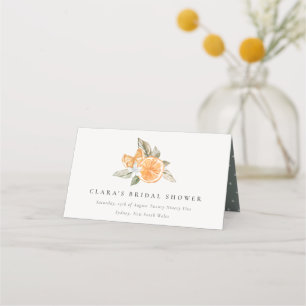 Cartão De Mesa Chá de Bebê Minimalista Laranja Botânica Aquarela