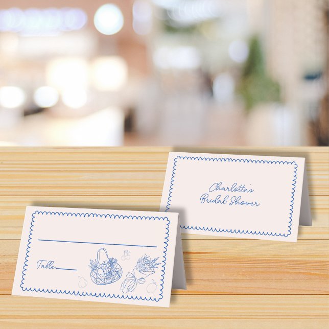 Cartão De Mesa Chá de Bebê no Mercado de Produtores Fresquinhos (Fresh Off the Market Farmers Market Bridal Shower Place Card)