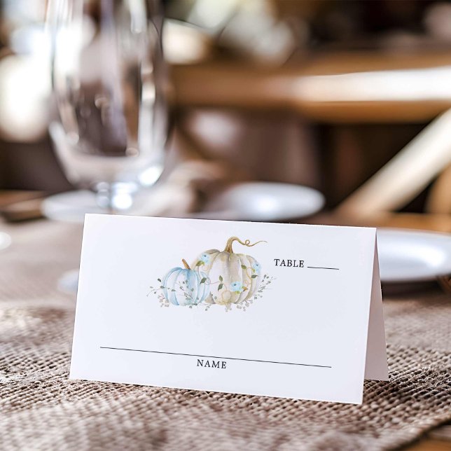 Cartão De Mesa Chá de fraldas de Abóbora de Queda Mesa (Boy Fall Baby Shower Table escort card)