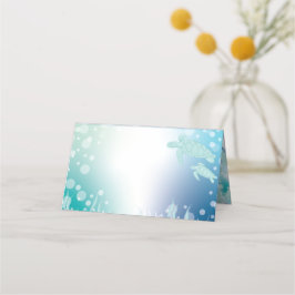 Cartão De Mesa Chá de fraldas de tartarugas marinhas sob o mar