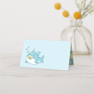Cartão De Mesa Chá de fraldas de tubarão branco Kawaii