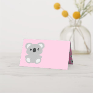 Cartão De Mesa Chá de fraldas de Urso Koala Rosa