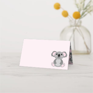 Cartão De Mesa Chá de fraldas de Urso Koala Rosa