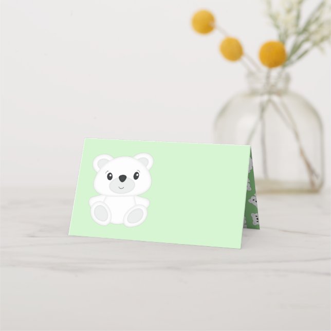 Cartão De Mesa Chá de fraldas de Urso Polar (Frente)