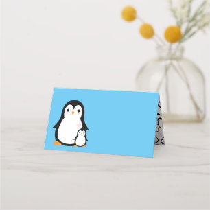 Cartão De Mesa Chá de fraldas Pinguim Gelado - Menino Azul