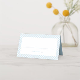 Cartão De Mesa Chá de fraldas simples e fofo de gingham azul