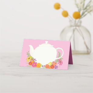 Cartão De Mesa Chá de fraldas Tea Party - Garota Rosa