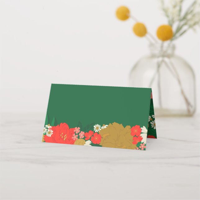 Cartão De Mesa Chá de Noiva com Buquê de Flores (Frente)