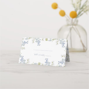 Cartão De Mesa Chá de Noiva Elegante em Azul Desbotado com Tema d