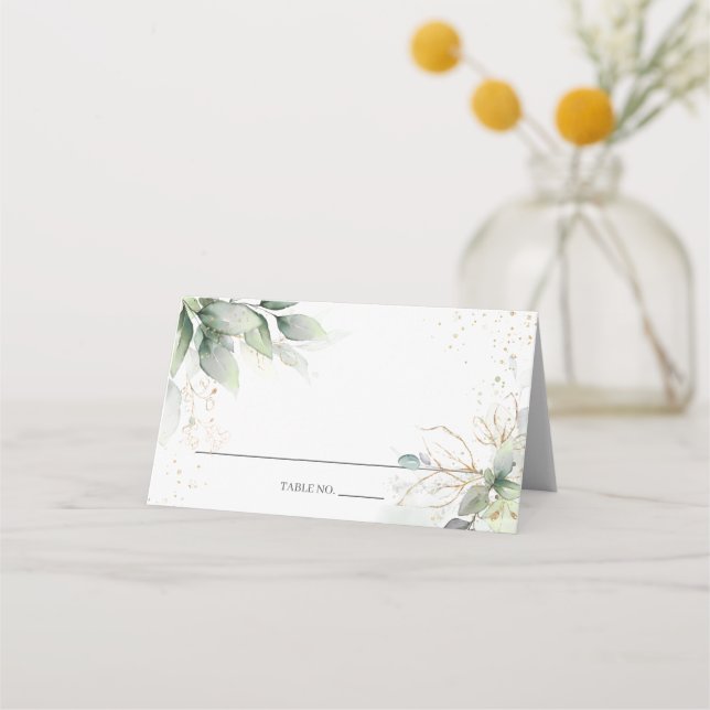 Cartão De Mesa Chá de panela de Casamento de Folhagem Dourada Rus (Frente)