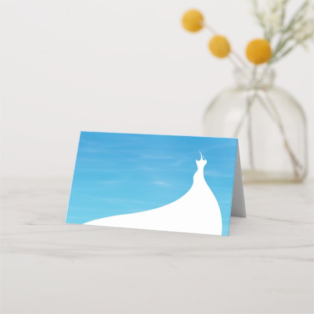 Cartão De Mesa Chá de panela Elegante Cartonagem azul (Frente)