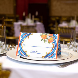 Cartão De Mesa Chá de panela laranja azul da sua alma gêmea 