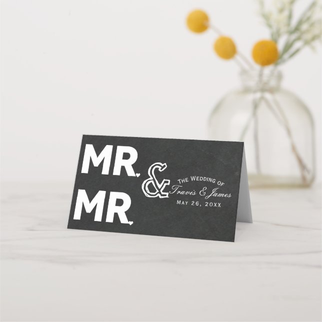 Cartão De Mesa Chalkboard Chalk MR & MR Gay (Frente)
