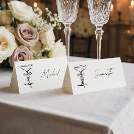 Cartão De Mesa Champagne Branco Elegante