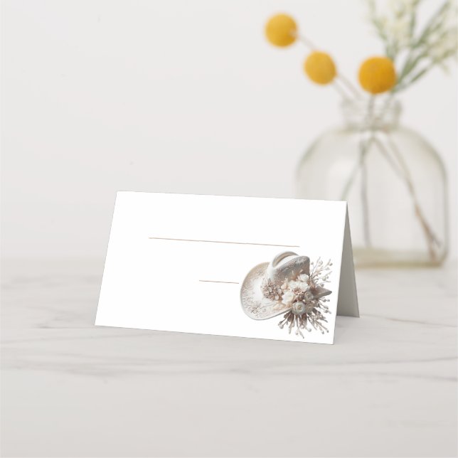 Cartão De Mesa Chapéu branco com flores (Verso)