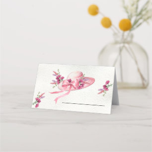 Cartão De Mesa Chapéu floral rosa Chapeuzinho de Derby para Chá d