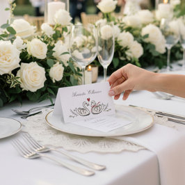Cartão De Mesa Charming Swan Pair Wedding Place Cards