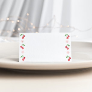 Cartão De Mesa Cherry no topo da comida de Chá de fraldas rosa