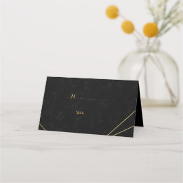 Cartão De Mesa Chic Black & Dourado Quadro geométrico Placa