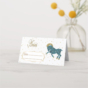 Cartão De Mesa Chic Dourada Aries Zodiac Aird