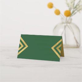 Cartão De Mesa Chic Elegant Green e Faux Dourado Geométrico