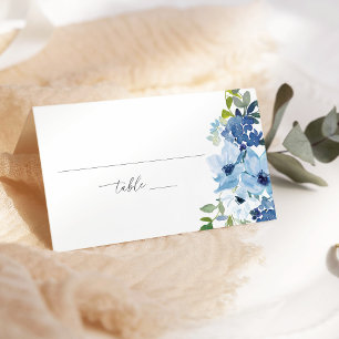 Cartão De Mesa Chic Light Blue Watercolor Floral Casamento Floral