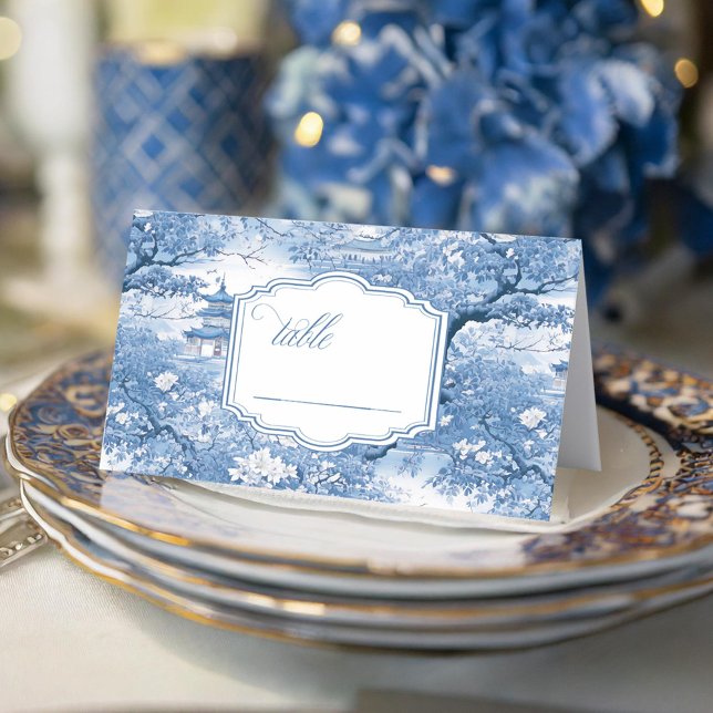 Cartão De Mesa Chinoiserie Pattern Wedding ID1094 (Criador carregado)