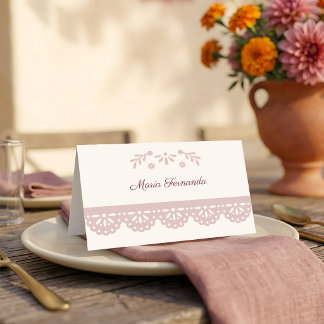 Cartão De Mesa Chuva de Noiva Mexicana Rosa Poenta Viva la Novia
