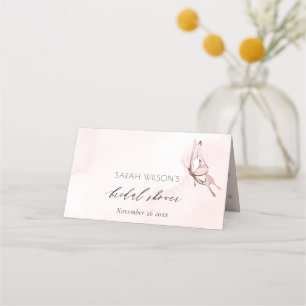 Cartão De Mesa CHUVEIRO DE NOIVA BORBOLETA Aquarela ROSADO FOFO