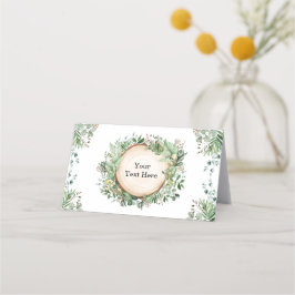 Cartão De Mesa Chuveiro Florestal Botânico Verde Rústico Neutro