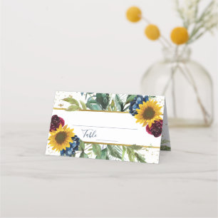 Cartão De Mesa Chuveiro Nupcial Elegante de Girassóis Florais com