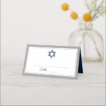 Cartão De Mesa Cinza Elegante e Bar Azul Marinho Mitzvah<br><div class="desc">Cinza Elegante e Bar azul Marinho Mitzvah Placa de Lugar</div>