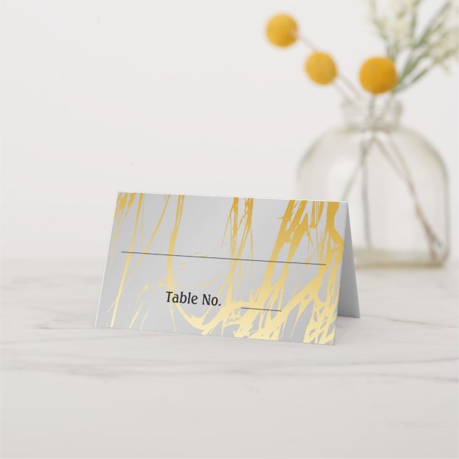 Cartão De Mesa Cinza prata com ouro (Frente)