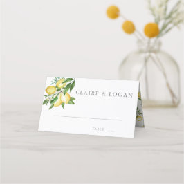 Cartão De Mesa Citrus Lemon Floral Watercolor