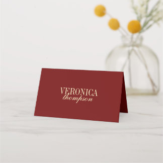 Cartão De Mesa Classic Elegant Script Wine Red Wedding